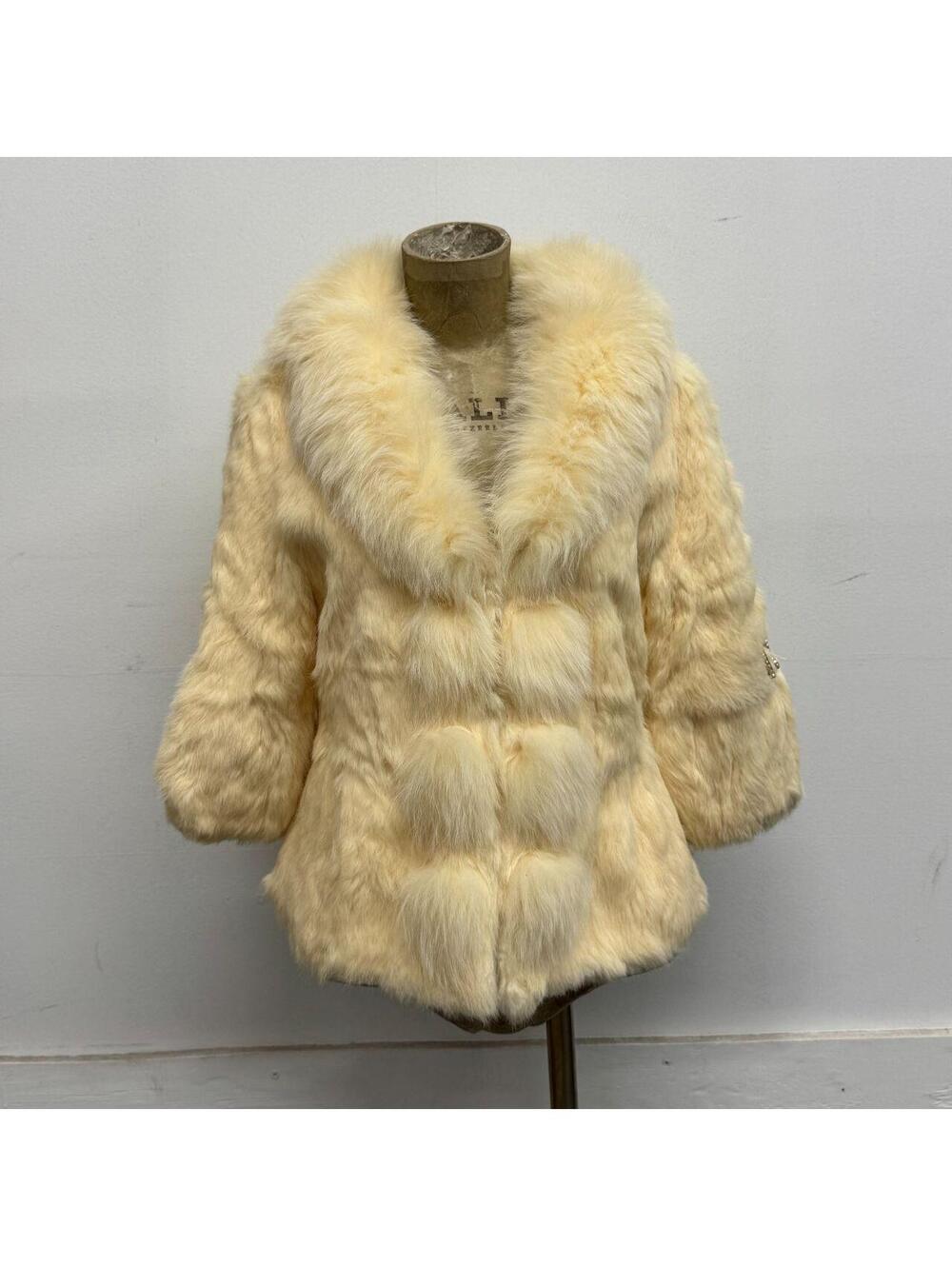 Vintage Y2K Cream Penny Lane Rabbit & Fox Fur Jacket Coat